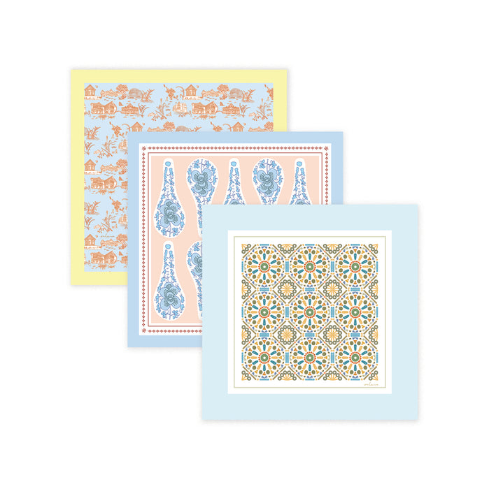 ‘SINGAPORE JOY’ Cotton Pocket Square (Set Of 3)