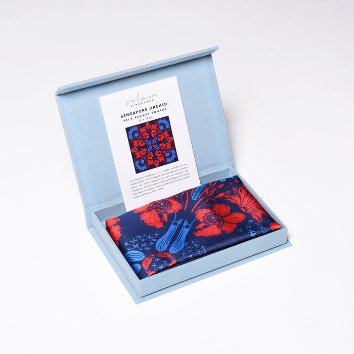 ‘SINGAPORE ORCHID’ Silk Pocket Square