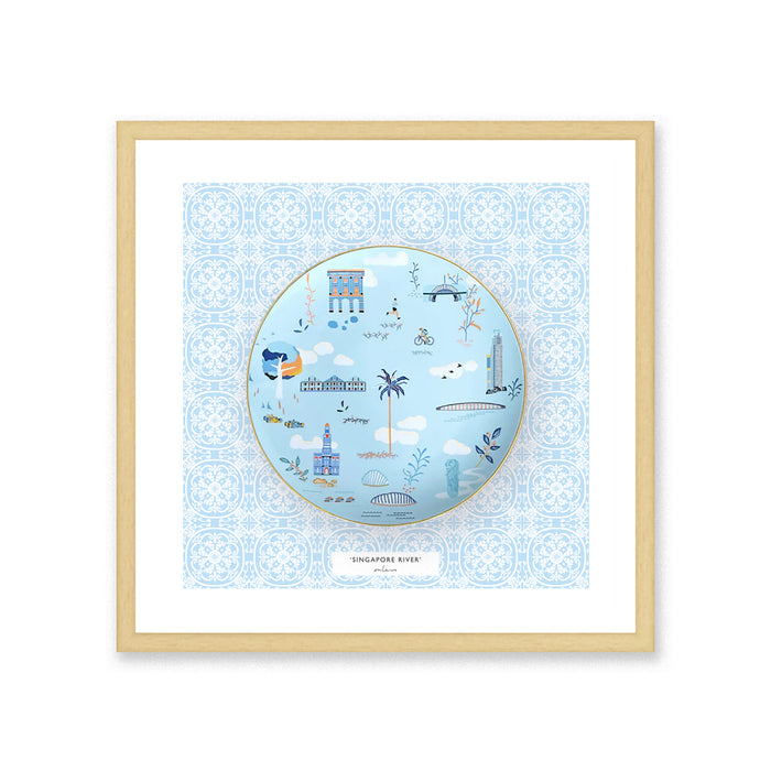 ‘SINGAPORE RIVER’ Framed Plate (with gift box)