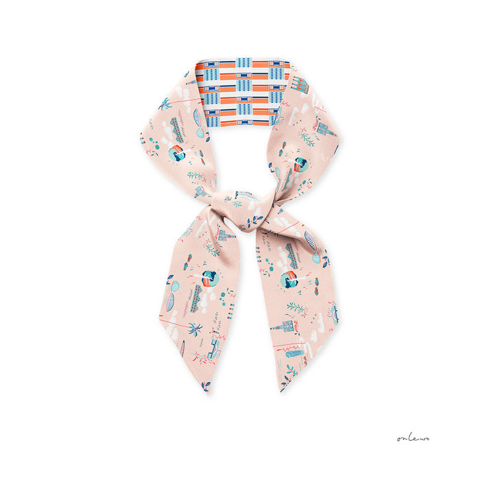 ‘SINGAPORE RIVER & MY HOME - JALAN KLINIK' Slim Silk Scarf