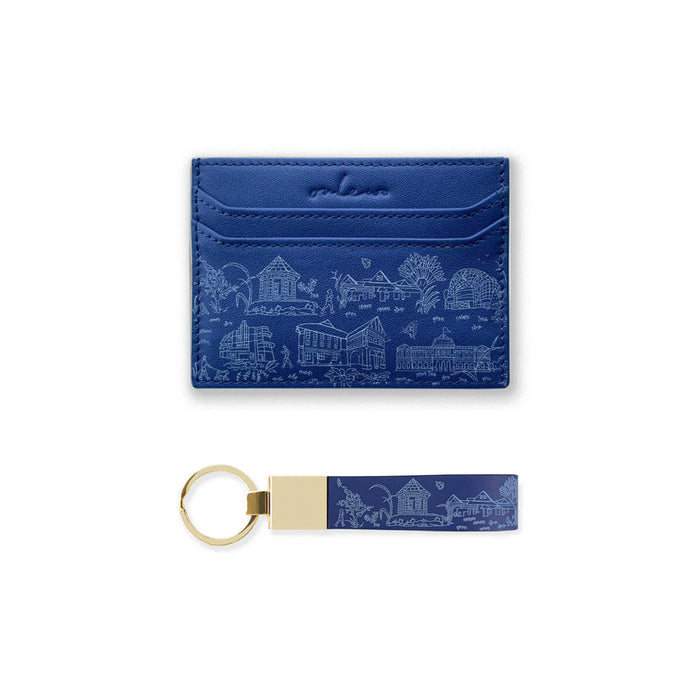 'CITY IN THE GARDEN’ Leather Card Holder & Keychain Gift Set