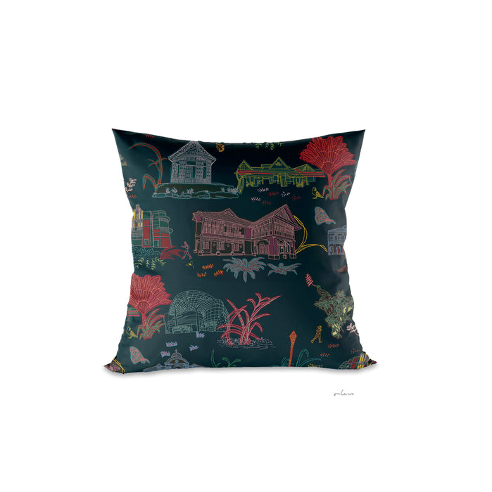 ‘CITY IN THE GARDEN’ Velvet Cushion Cover