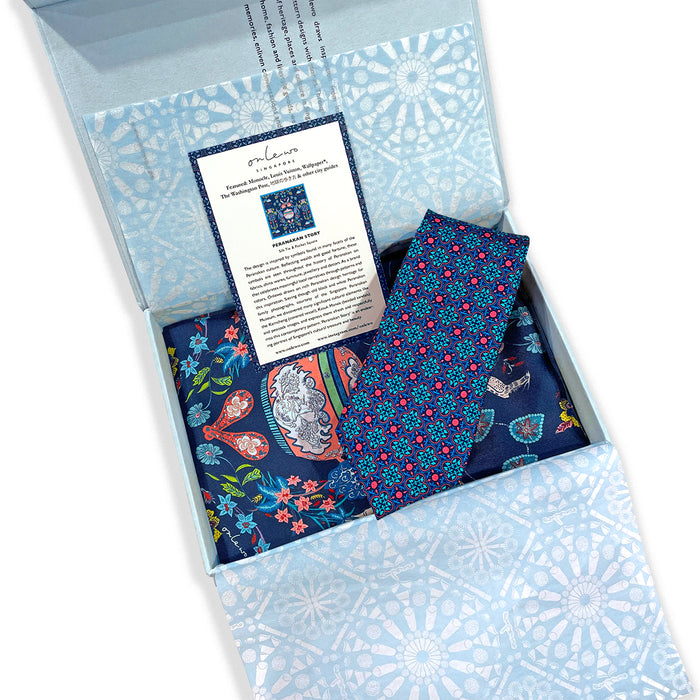 'PERANAKAN TILE & PERANAKAN STORY' Silk Tie & Pocket Square Gift Set (Pre-Order)