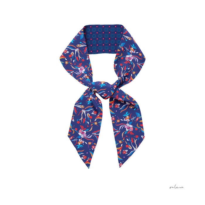 'ORCHID BATIK GARDEN & PERANAKAN TILES’ Slim Silk Scarf