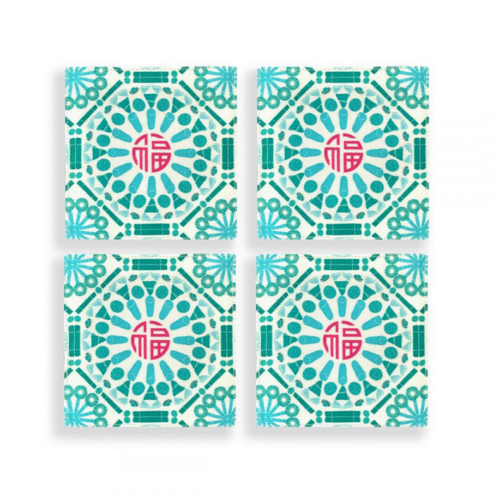 ‘福 ABUNDANCE – KUEH TILE’ Fabric Coasters
