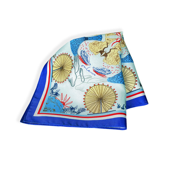 'CITY IN THE GARDEN & DOWNTOWN' Silk Tie & Pocket Square Gift Set