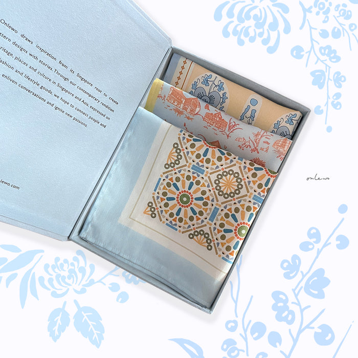 ‘SINGAPORE JOY’ Cotton Pocket Square (Set Of 3)