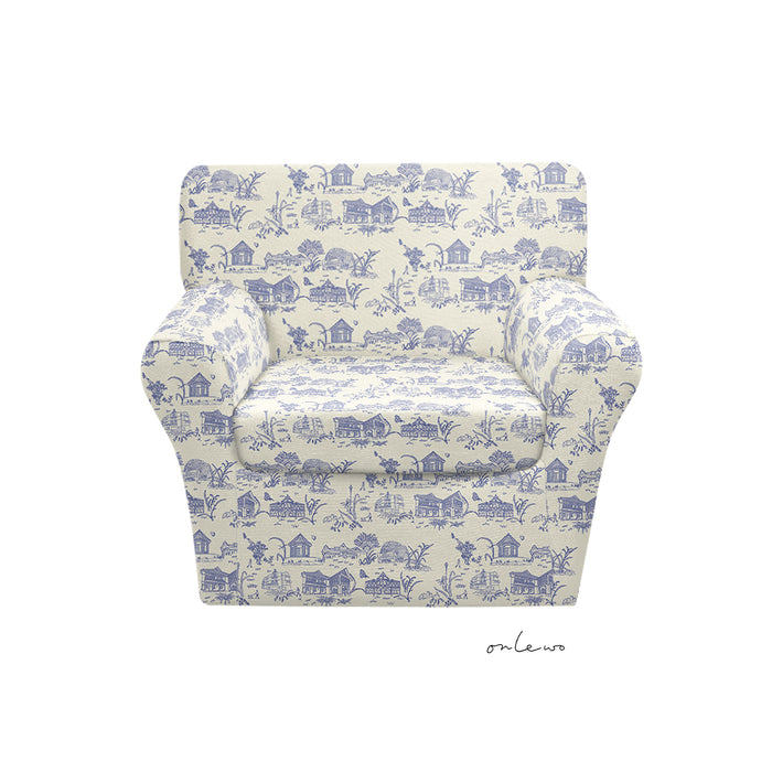'CITY IN THE GARDEN' Velvet Upholstery Fabric
