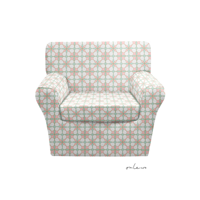 'VINTAGE FLORAL TILE' Velvet Upholstery Fabric