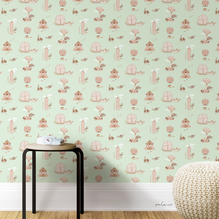 'COLOURFUL SINGAPORE - MINT GREEN' Wallpaper